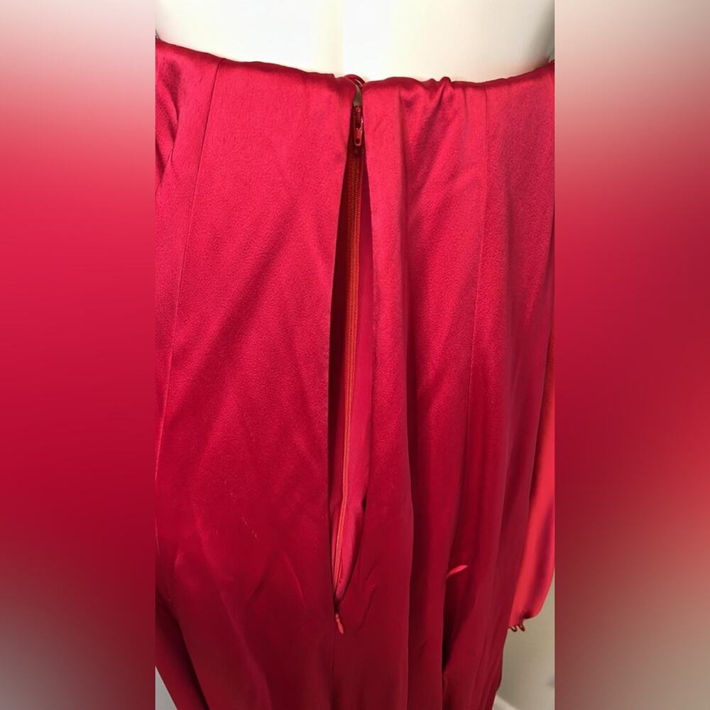Carolina Herrera Red Dress - Long Sleeve Off Shoulder - Picture 11 of 15